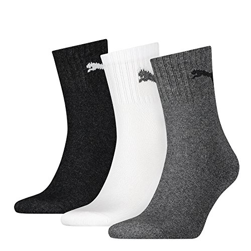 Puma Unisex Short Sock, Grey/White/Black, 35/38 (3er Pack) von PUMA