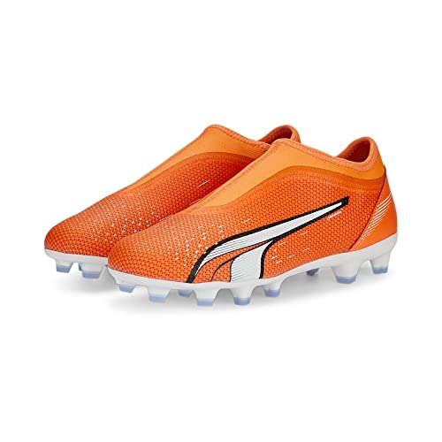 PUMA Unisex Kids' Sport Shoes ULTRA MATCH LL FG/AG JR Soccer Shoes, ULTRA ORANGE-PUMA WHITE-BLUE GLIMMER, 37.5 von PUMA