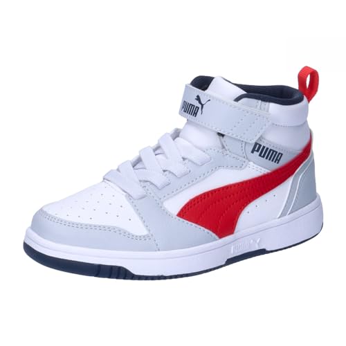 Puma Unisex Kids Puma Rebound V6 Mid Ac+ Ps Sneakers, Silver Mist-Club Navy-For All Time Red, 28 EU von PUMA