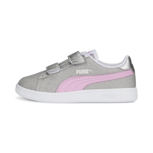 PUMA Jungen Mädchen Smash V2 Glitz Glam V PS Sneaker, Silver-Lilac Chiffon White, 21 EU von PUMA