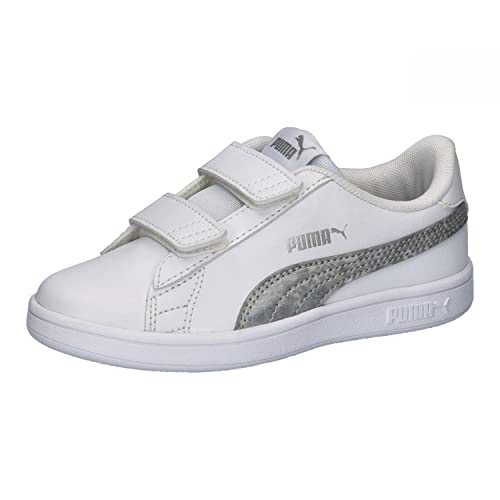 PUMA Smash V2 Metallics V PS Sneaker, White-Glacial Gray Silver, 30.5 EU von PUMA