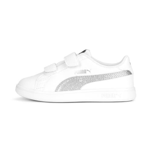 PUMA Smash V2 Metallics V PS Sneaker, White-Glacial Gray Silver, 31 EU von PUMA