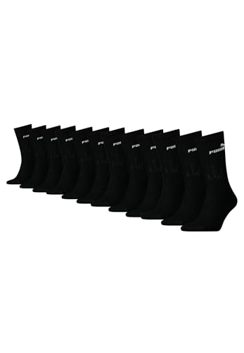 PUMA Sportsocken Tennissocken Crew Tennis Socken Unisex für Damen und Herren 12 Paar, Farbe:200 - black, Socken & Strümpfe:47-49 von PUMA