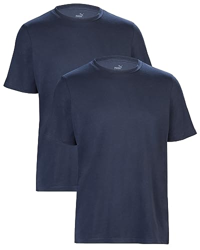 PUMA T-Shirt Herren Kurzarm, Statement Deluxe Edition, Baumwolle, Marineblau, Größe L - 2er Set von PUMA