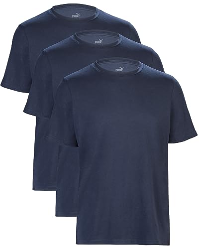 PUMA T-Shirt Herren Kurzarm, Statement Deluxe Edition, Baumwolle, Marineblau, Größe M - 3er Set von PUMA