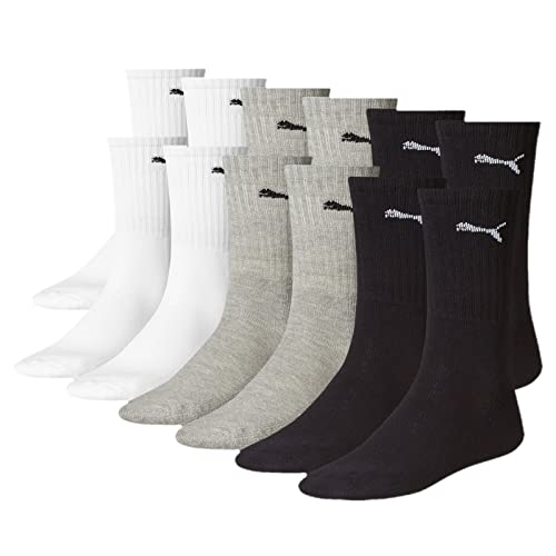PUMA Unisex Crew Tennissocken Sportsocken Socken für Damen Herren 6 Paar, Farbe:004 - Grey Combo, Socken & Strümpfe:47-49 von PUMA