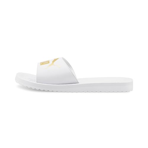 PUMA Unisex Adults' Fashion Shoes PURECAT Slide Sandal, PUMA WHITE-PUMA TEAM GOLD, 44.5 von PUMA