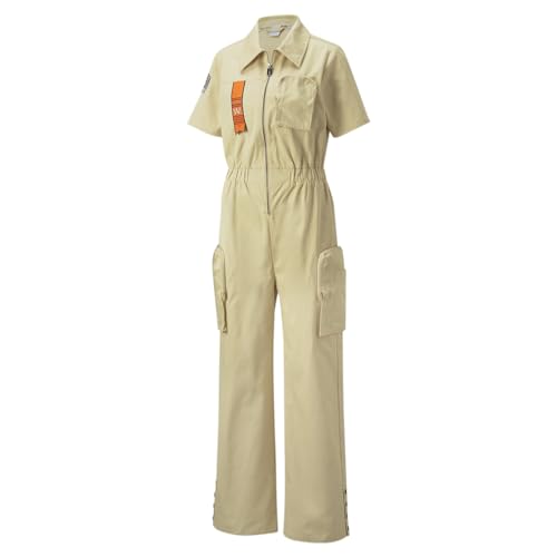 PUMA We Are Legends Damen-Jumpsuit mit Kragen, kurzärmelig, Beige, Kieselstein (Pebble), Medium von PUMA