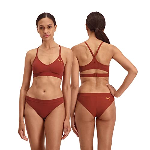 PUMA Womens Swimwear Sporty Brazilian Bikini-Unterteile, Brown Combo, Small von PUMA
