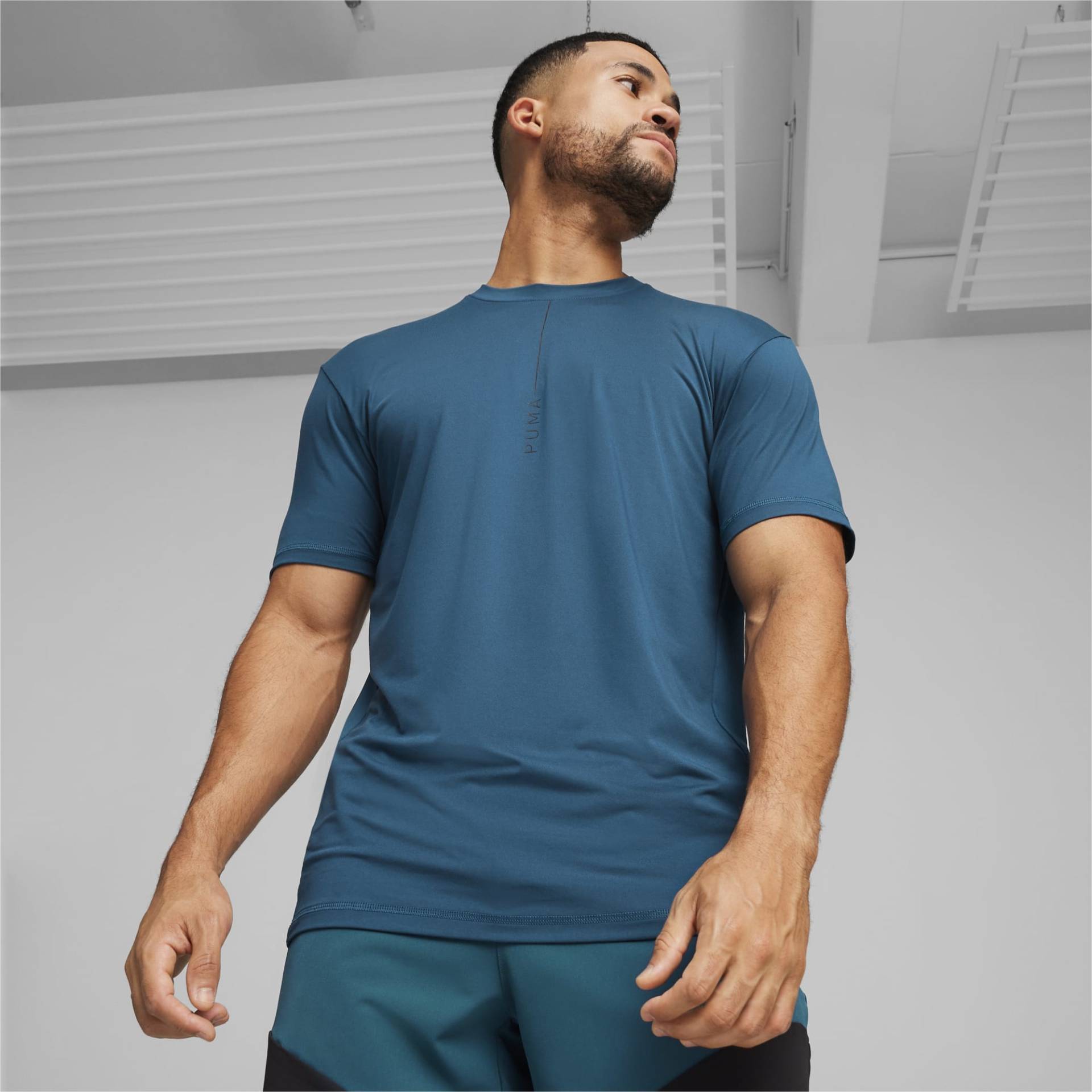 PUMA Yogini Lite Mesh-T-Shirt Herren, Blau, Größe: M, Kleidung von PUMA