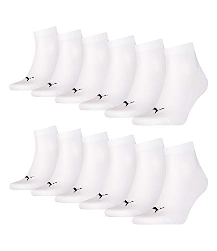 PUMA unisex Quarter Sportsocken Kurzsocken Socken 271080001 12 Paar, Farbe:Weiß, Menge:12 Paar (4x 3er Pack), Größe:47-49, Artikel:-300 white von PUMA