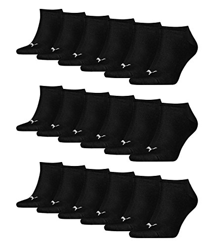 PUMA unisex Sneaker Socken Kurzsocken Sportsocken 261080001 18 Paar, Farbe:Schwarz, Menge:18 Paar (6x 3er Pack), Größe:35-38, Artikel:-200 black von PUMA