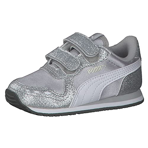 PUMA Mädchen Cabana Racer Glitz V Inf Turnschuhe, Puma Silver Puma White Gray Violet, 22 EU von PUMA