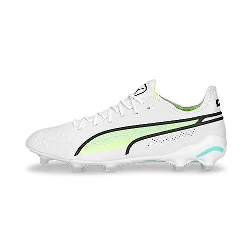 Puma Herren Fussballschuhe King Ultimate FG/AG 107097 Puma Wht.-Puma Blk.-Fast Yell.-Electr. Pepperm. 46.5 von PUMA