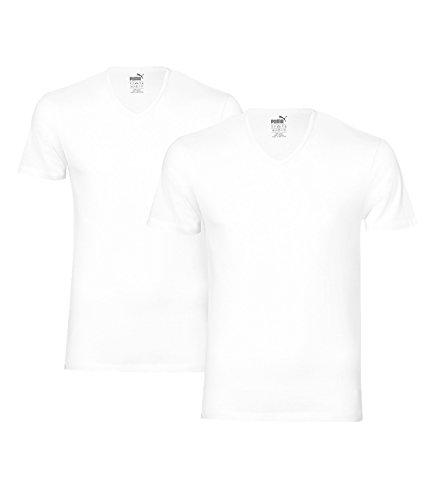 Puma Herren Unterhemd Basic 2P V-Neck, White, 30 (L), 562002001 von PUMA