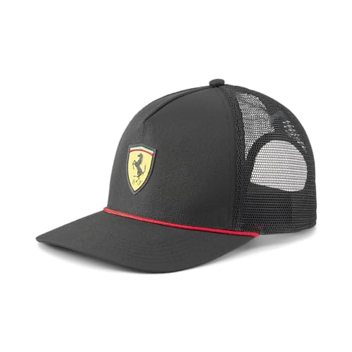 PUMA Herren Cap - Ferrari Sportswear Race Trucker Cap, Polyester, Logo, einfarbig, One Size Schwarz von PUMA