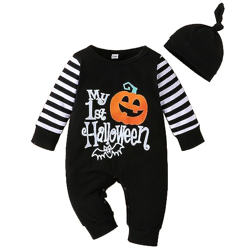PUPYGIYUC Baby Kürbis Kostüm Strampler Mit Hut Halloween Unisex Schwarz 6-9 Monate PUPYGIYUC Baby Kürbis Kostüm Strampler Mit Hut Halloween Unisex Schwarz 6-9 Monate von PUPYGIYUC