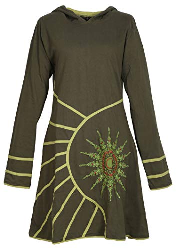 PUREWONDER Alternatives Kleid Kapuzenkleid mit Mandala dr77 Grün XXL von PUREWONDER