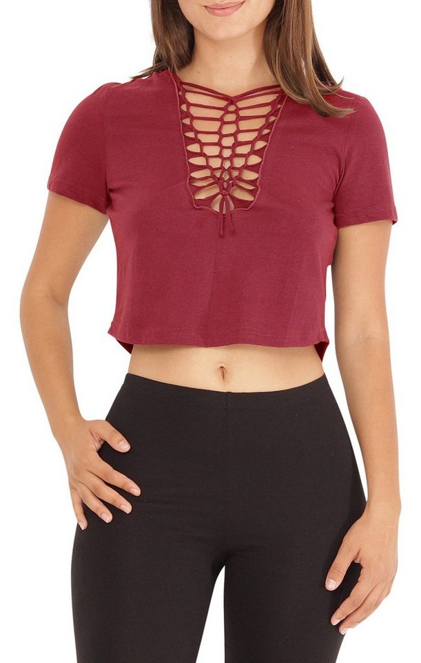 PUREWONDER Crop-Top Kurzarm Shirt mit V-Ausschnitt dr7 Jersey von PUREWONDER