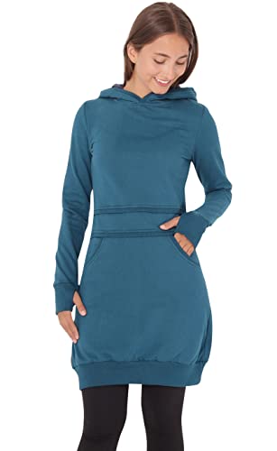 PUREWONDER Damen Kleid Kapuzenpullover Hoodie Einfarbig dr19 Blau XXL von PUREWONDER