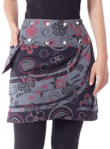 PUREWONDER Damen Wickelrock Baumwolle Rock mit Tasche sk182 Grau Einheitsgröße Verstellbar PUREWONDER Damen Wickelrock Baumwolle Rock mit Tasche sk182 Grau Einheitsgröße Verstellbar von PUREWONDER