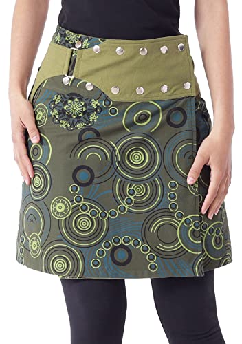 PUREWONDER Damen Wickelrock Baumwolle Rock mit Tasche sk195 Grün Einheitsgröße Verstellbar PUREWONDER Damen Wickelrock Baumwolle Rock mit Tasche sk195 Grün Einheitsgröße Verstellbar von PUREWONDER