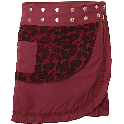 PUREWONDER Damen Wickelrock Baumwolle Rock mit Tasche sk231 Rot Einheitsgröße Verstellbar von PUREWONDER