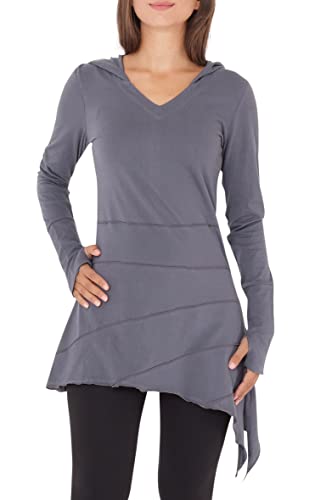 PUREWONDER Kleid Longshirt Tunika Elfenkleid Zipfelkapuze dr60 Grau L von PUREWONDER