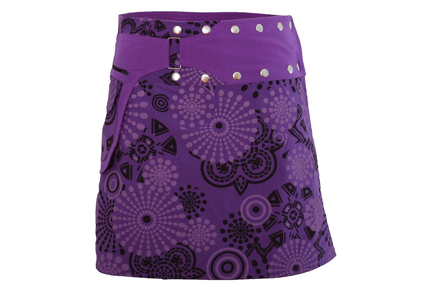 PUREWONDER Wickelrock Damen Rock mit Tasche und Print sk170 Baumwolle Einheitsgröße von PUREWONDER