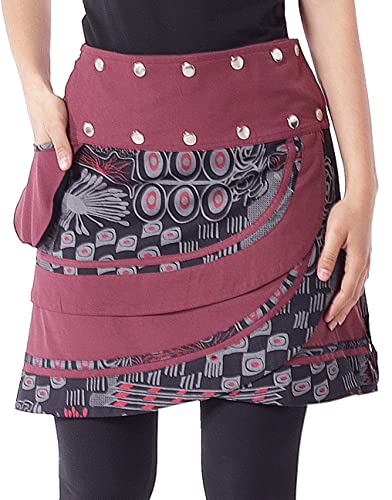 PUREWONDER Damen Wickelrock Baumwolle Rock mit Tasche sk196 Schwarz Einheitsgröße Verstellbar von PUREWONDER