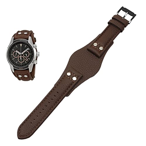 PURYN Echtleder-Armband für Fossil CH2592 CH2564 CH2565 CH2891CH3051, 22 mm, Herren-Tray-Armband mit Nietenstil, 20 mm, Achat von PURYN