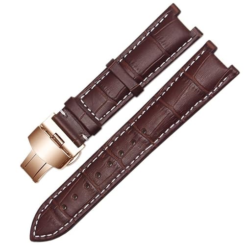 PURYN Gnuine Lederarmband für GC-Armband, 22 x 13 mm, 20 x 11 mm, gekerbtes Armband mit Edelstahl-Schmetterlings-Schnalle, 22-13mm, Achat von PURYN