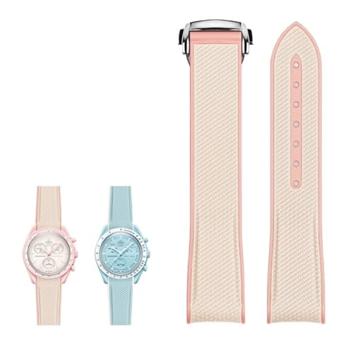 PURYN Gummi-Silikon-Uhrenarmband, 20 mm, Uhrenarmband für Omega X Swatch Joint MoonSwatch Celestial Sports mit gebogenem Ende, 20 mm, Achat von PURYN