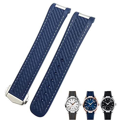 PURYN Gummi-Uhrenarmband mit gebogenem Ende, 19 mm, 20 mm, passend für Omega Seamaster 300 AT150 Aqua Terra 8900 Speedmaster Silikon-Uhrenarmbandwerkzeuge, 19 mm, Achat von PURYN