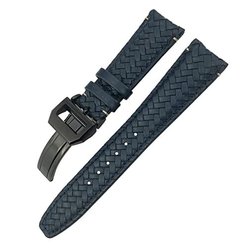 PURYN Rindslederband für IWC Portugieser Pilot IW394005 IW3777, blaues weiches Uhrenarmband, 20 mm, 21 mm, 22 mm, gewebtes Echtleder, 21 mm, Achat von PURYN