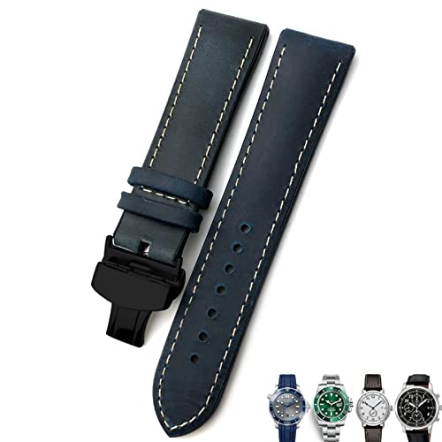 PURYN Uhrenarmband aus Leder, 20 mm, 21 mm, 22 mm, für Rolex für Omega Seamaster 300, Hamilton, Seiko, IWC, Tissot-Armband, Schwarz / Braun, 20 mm, Achat von PURYN