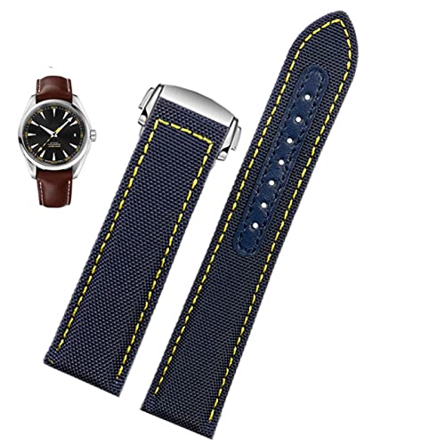 PURYN Uhrenarmband aus Segeltuch für Omega Seamaster 300 Speedmaster AT150, 19 mm, 20 mm, Herren-Zubehör, Blau / Schwarz, 19 mm, Achat von PURYN