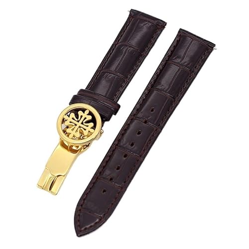 PURYN Uhrenarmband aus echtem Leder, 19 mm, 20 mm, 22 mm, Uhrenarmband für Patek Philippe Wath Armbänder mit Edelstahl-Faltschließe, für Herren und Damen, 22 mm, Achat von PURYN