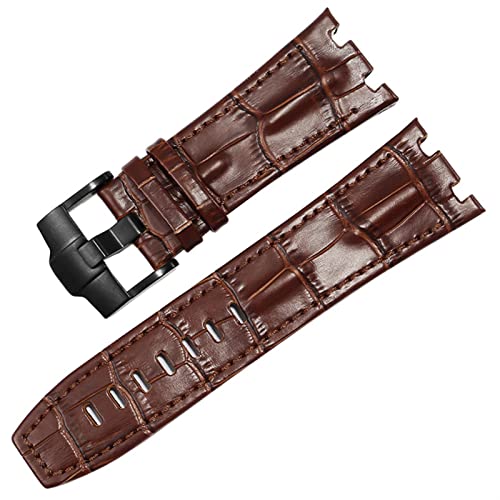 PURYN Uhrenarmband aus echtem Leder für AP 15703 Royal Oak Offshore-Serie, 28 mm Krokodil-Uhrenarmbänder, 28mm, Achat von PURYN