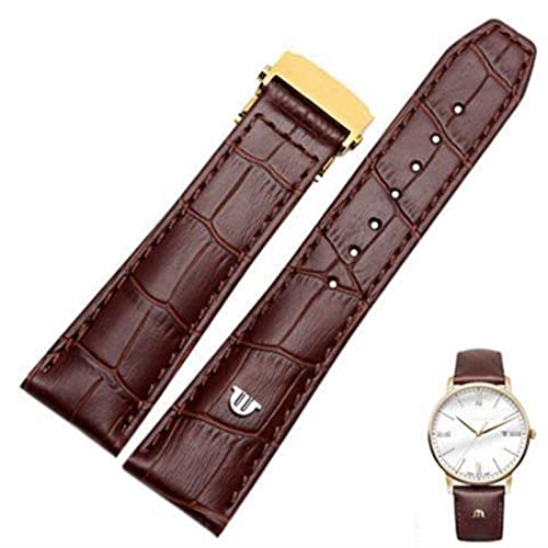 PURYN Uhrenarmband aus echtem Leder für Maurice Lacroix Uhrenarmband, 20 mm, 22 mm, mit Faltschließe, Schwarz / Braun, 22 mm, Achat von PURYN