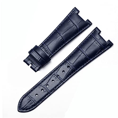 PURYN Uhrenarmband aus echtem Leder für Patek Philippe 5711 5712G Nautilus Uhren Herren und Damen, spezielle Kerbe, 25 mm x 12 mm Uhrenarmband, Blau - keine Schnalle, 25-12mm von PURYN