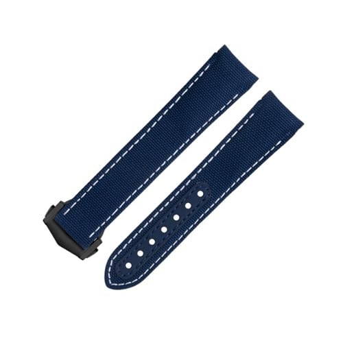 PURYN Uhrenarmband für Omega-Armband für AT150 Seamaster 300 Planet Ocean De Ville Speedmaster Uhrenarmband mit gebogenem Ende, 20 mm, Blau / Weiß, 20 mm, Achat von PURYN