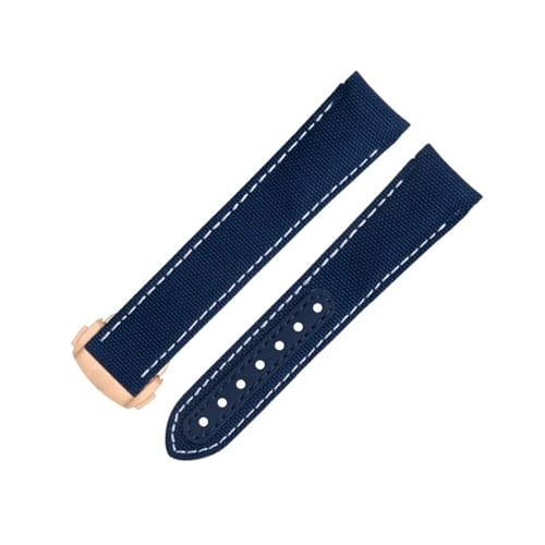 PURYN Uhrenarmband für Omega-Armband für AT150 Seamaster 300 Planet Ocean De Ville Speedmaster Uhrenarmband mit gebogenem Ende, 20 mm, Blau / Weiß, 20 mm, Achat von PURYN