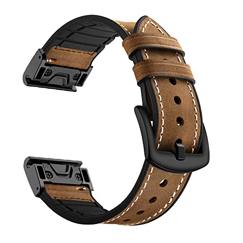 Smartwatch-Armband aus Leder, 22 mm, 26 mm, Schnellverschluss, für Garmin Fenix 7, 7X, 5, 5X, Plus, 6, 6X, Pro 3, 3HR, Epix-Armband, 26mm For Tactix Delta, Achat von PURYN