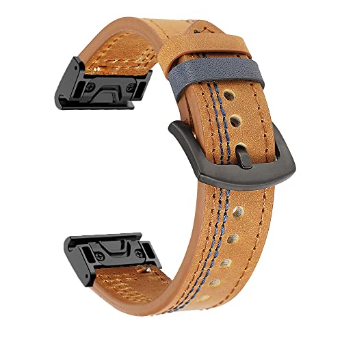 Smartwatch-Armband aus Leder, 22 mm, 26 mm, Schnellverschluss, für Garmin Fenix 7, 7X, 5, 5X, Plus, 6, 6X, Pro 3, 3HR, Epix-Armband, QuickFit 26mm, Achat von PURYN