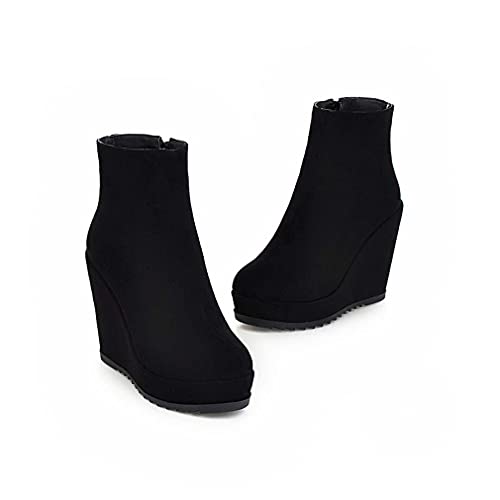PUSBON Damen-Stiefeletten mit Keilabsatz, Nubukleder, Plateau-Reißverschluss, Stiefelette, schwarz, 36 EU PUSBON Damen-Stiefeletten mit Keilabsatz, Nubukleder, Plateau-Reißverschluss, Stiefelette, schwarz, 36 EU von PUSBON
