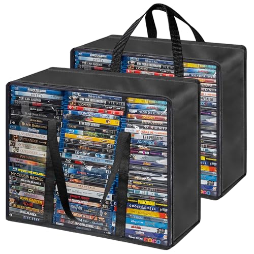 PUTNATRUE DVD-Aufbewahrungstaschen, CD-Halter, Organizer, 2 Stück, hochtransparente Kunststofftüten mit Griffen für jede Aufbewahrung von 90 Blu-Rays, 60 DVDs, 120 CDs, ideal für Zuhause, Auto und PUTNATRUE DVD-Aufbewahrungstaschen, CD-Halter, Organizer, 2 Stück, hochtransparente Kunststofftüten mit Griffen für jede Aufbewahrung von 90 Blu-Rays, 60 DVDs, 120 CDs, ideal für Zuhause, Auto und von PUTNATRUE