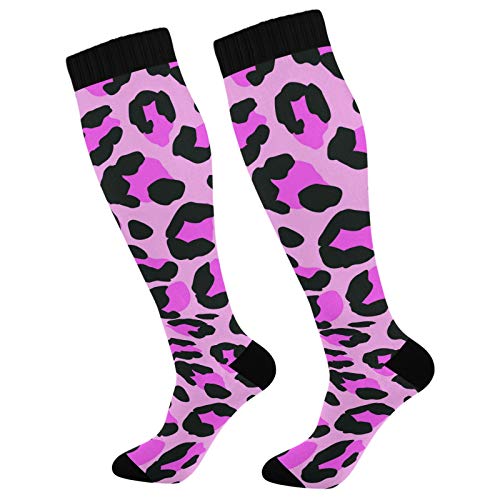PUXUQU Socken Strümpfe Leopard Druck Muster Herren Damen Kniestrümpfe Socken 2 Pack von PUXUQU