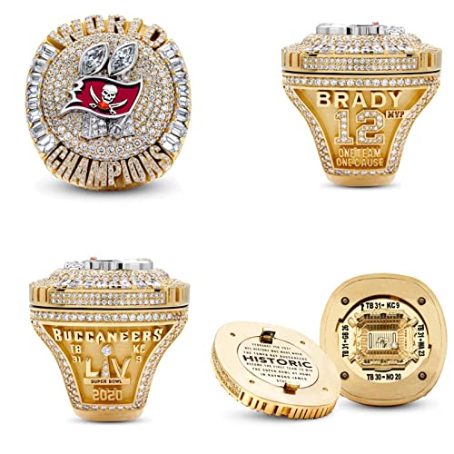 PUYYDS Super Bowl Championship Ring Flip Herrenring Gold Luxus Schmuck Herrenringe Sammeln Holz Geburtstagsgeschenkbox von PUYYDS