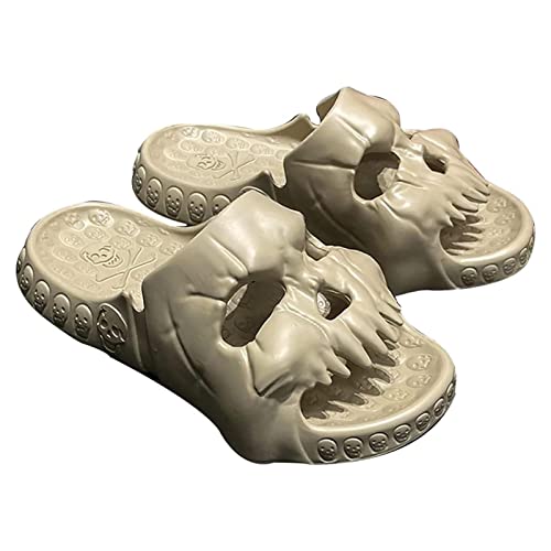 PW TOOLS Skull Slippers - 2023 New Skull Design Single Band Slides - Dicker Boden Paar Strandsandalen - Indoor Und Outdoor Eva Anti-Rutsch-Sandalen Mit Dickem Boden, Geschenke von PW TOOLS